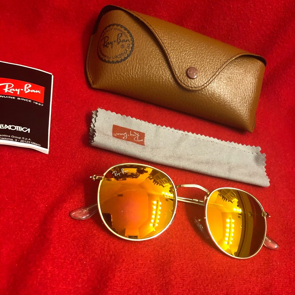 Ray-Ban Round Orange Unisex Sunglasses - Picture 2 of 5